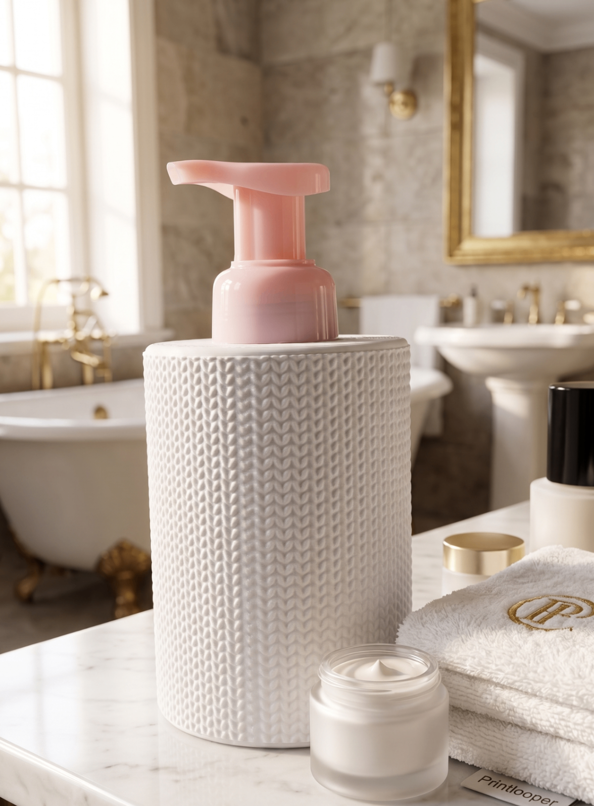 3D Printed Knit Texture Soap Dispenser Sleeve & Base | Modern Bathroom Decor Cover - Default supplier-photo-0